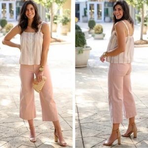 Madewell light pink high rise button fly wide-leg crop jeans 35/20 plus